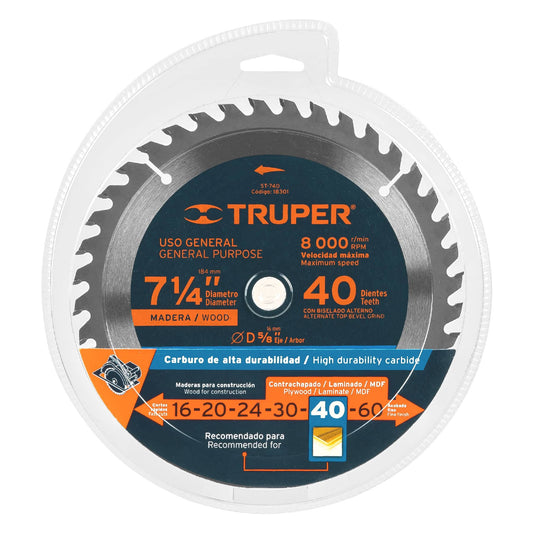 DISCO SIERRA CIRCULAR TRUPER 7 1/4´´ 40 DIENTES (ST-740)