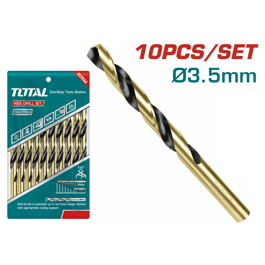 BROCA METAL HSS TOTAL 3.5MM X 61MM - BOLSO 10 PCS (TAC100353)