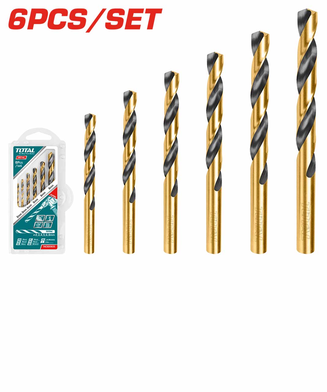 JUEGO BROCAS TOTAL HSS 6 PCS (TACSD0605)