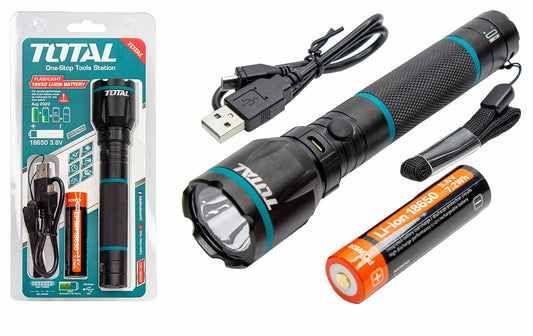 LINTERNA LED TOTAL 150 LUMENES RECARGABLE (TCFL186503)
