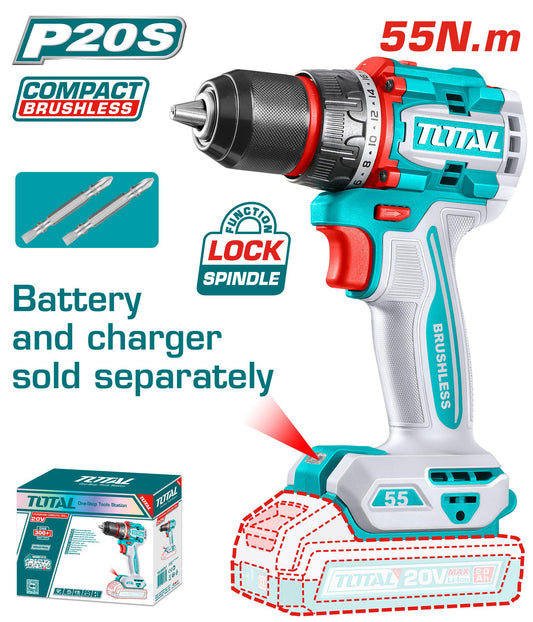 TALADRO INALAMBRICO LITIO-ION 13MM 20V TOTAL(TDLI205581)