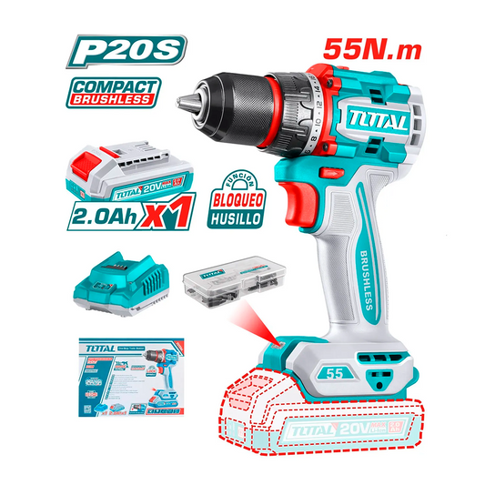 TALADRO INAL 13MM 20V 55NM +BAT Y CARG TOTAL(TDLI205582)