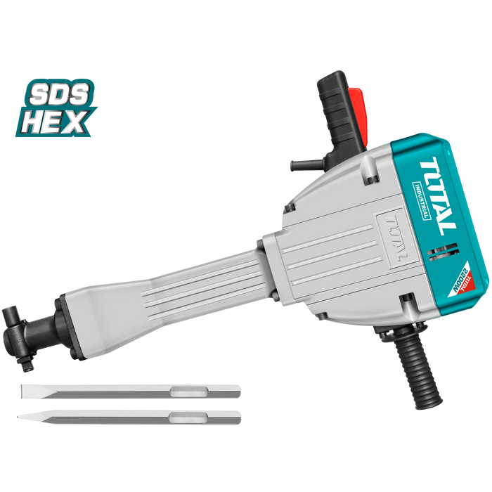 MARTILLO DEMOLEDOR TOTAL 2200W / 75J + 2 CINCELES INDUSTRIAL 30KGS (TH220502)