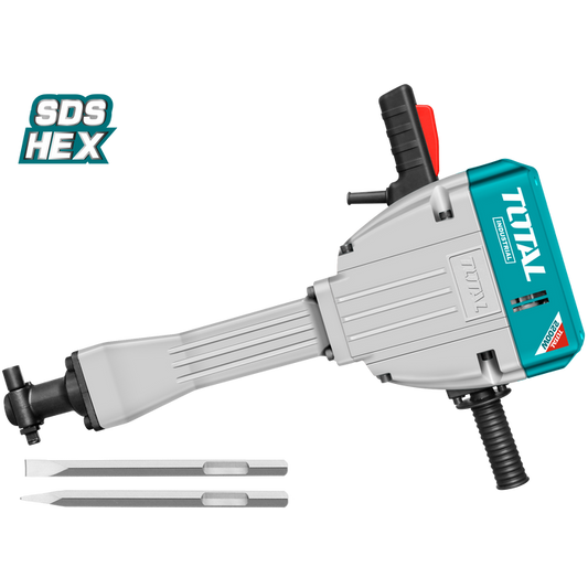 MARTILLO DEMOLEDOR TOTAL 2200W / 75J + 2 CINCELES INDUSTRIAL 30KGS (TH220502)
