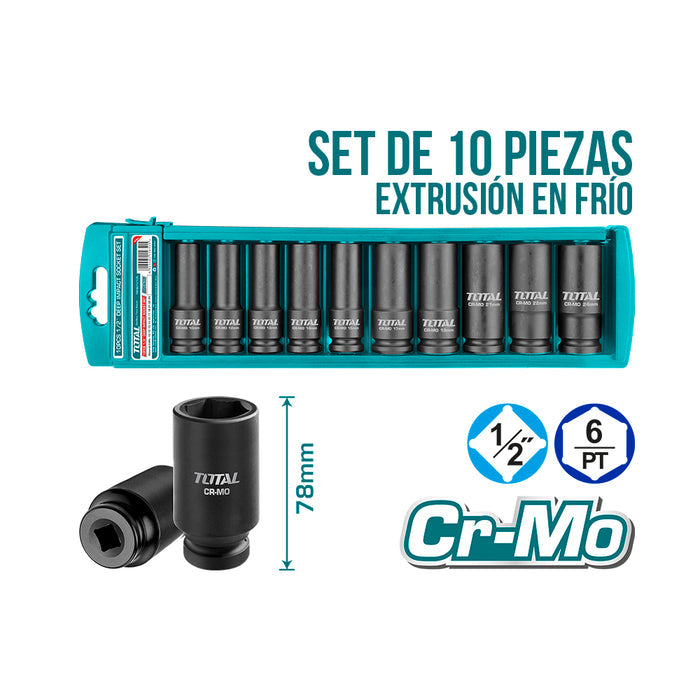 JUEGO DE DADOS TOTAL 1/2´´ 10PZAS. (THTL121101)