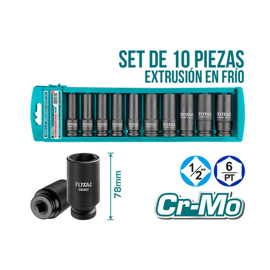 JUEGO DE DADOS TOTAL 1/2´´ 10PZAS. (THTL121101)