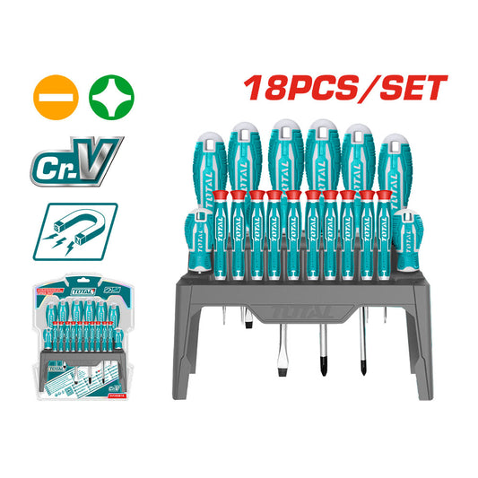 JUEGO DE DESTORNILLADOR TOTAL 18 PIEZAS (THT250618)