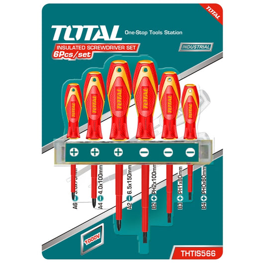 JUEGO DE DESTORNILLADOR DE ELECTRICIDAD TOTAL 6 PIEZAS INDUSTRIAL (THTIS566)