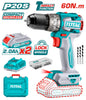 TALADRO IMPACTO 13MM INALAMBRICO BL 20V +2BAT +1CARG+MALETA   (TIDLI20602)