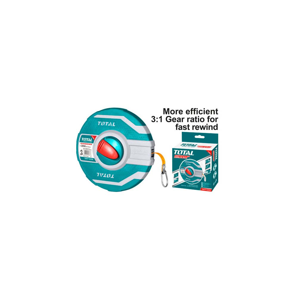 HUINCHA - CINTA METRICA DE FIBRA DE VIDRIO TOTAL 30M - M/ERGONICO (TMTF12306)