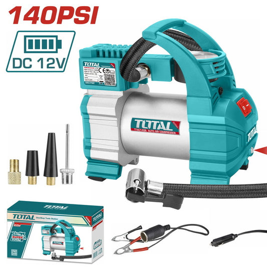 COMPRESOR DE AIRE TOTAL 12V 10BAR 35 L/MIN C/LUZ LED (TTAC1406)