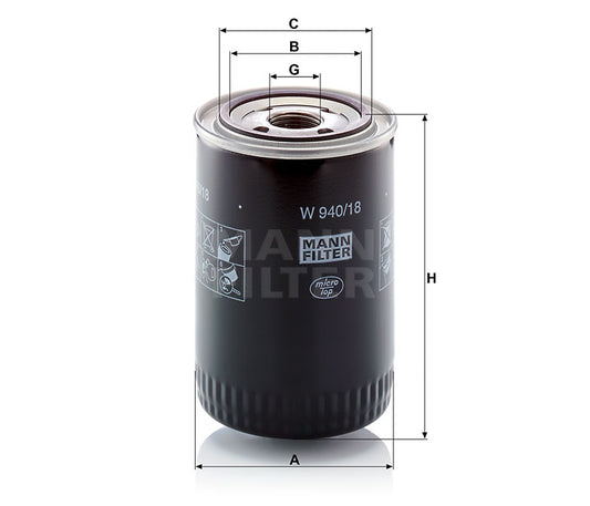 FILTRO ACEITE MANN W 940/18