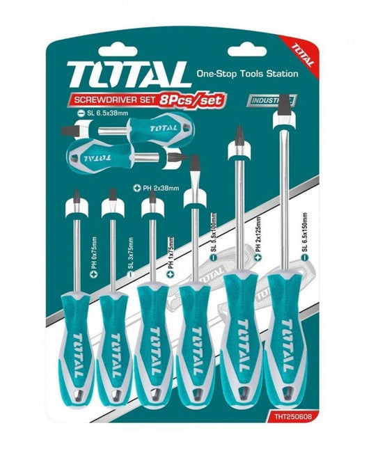 JUEGO DE DESATORNILLADOR TOTAL 8 PIEZAS INDUSTRIAL (THT250608)