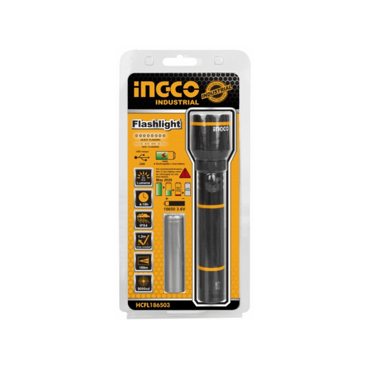 LINTERNA ALUMINIO INGCO 5W 400 LUMENES RECARGABLE (HCFL186503)