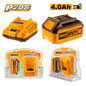 SET BATERIA 4AH Y CARGADOR NORMAL 20V INGCO (FBCPK1214)