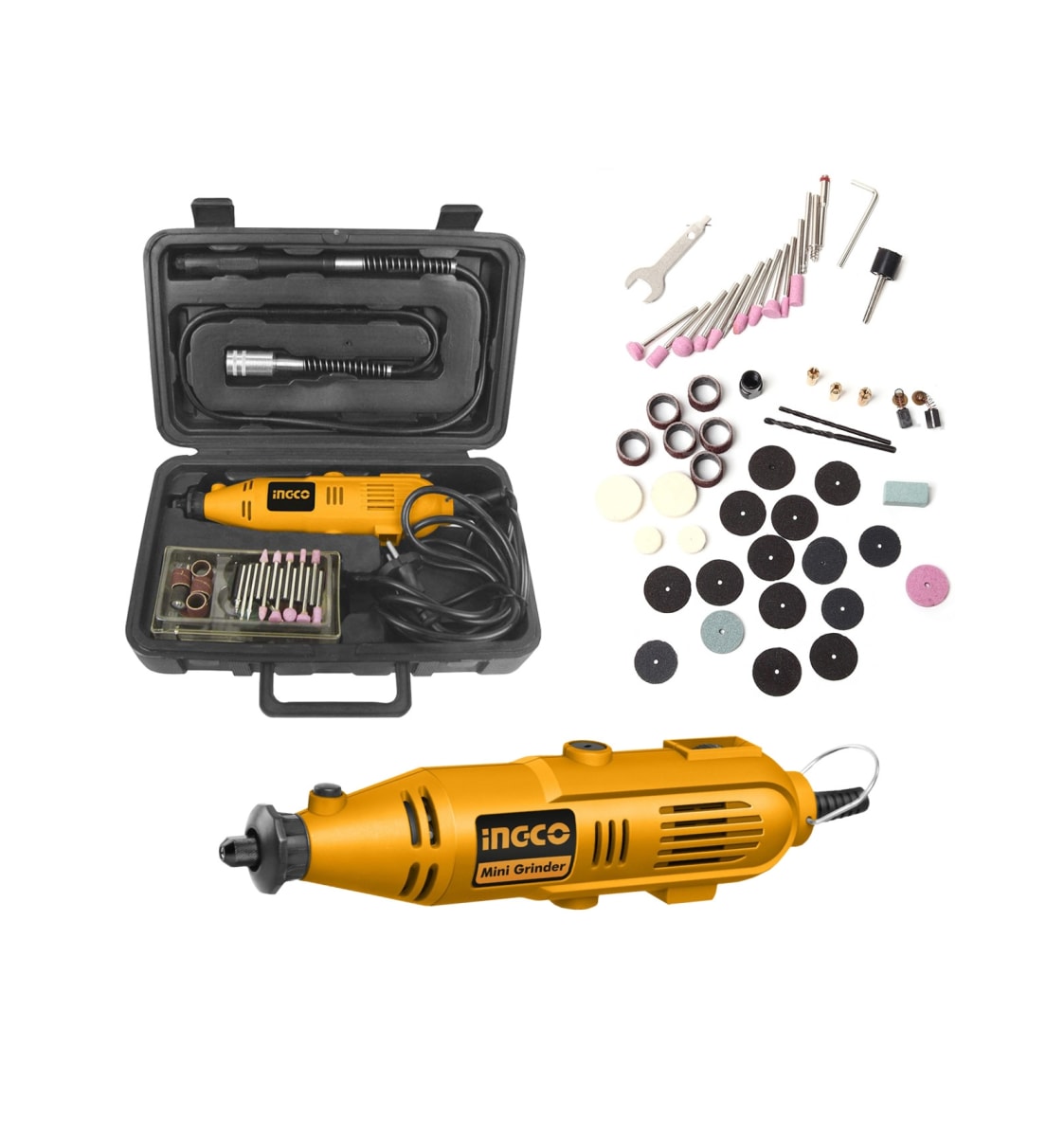 MINI TORNO CON MALETA Y ACCESCRIOS 130W/3,2MM INGCO (MG1309-7)