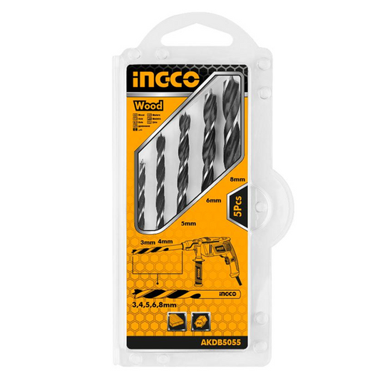 SET BROCAS PARA MADERA 5 PIEZAS 3-8MM INGCO (AKDB5055)
