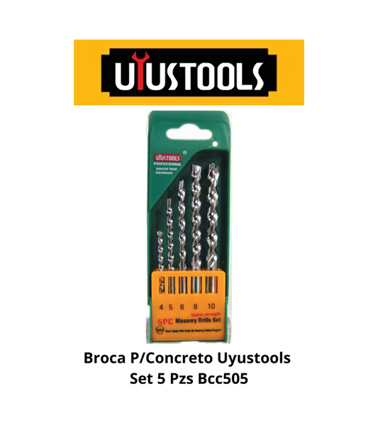 SET 5 UN BROCA CONCRETO (4-5-6-8-10mm) BOX UYUSTOOLS  (BCC505)