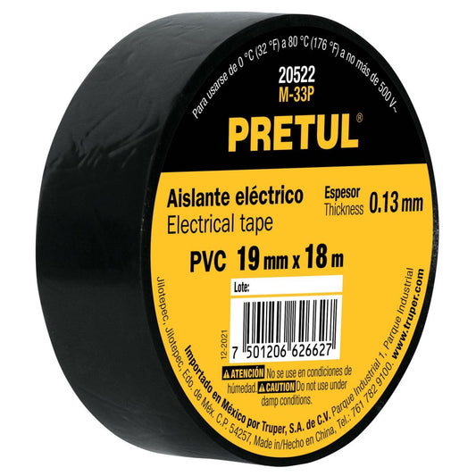 HUINCHA AISLADORA PRETUL NEGRA 18 MTS. (M-33P)