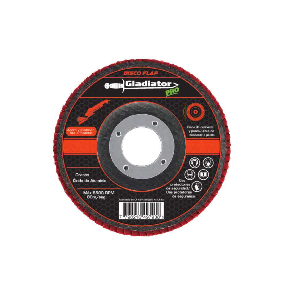 DISCO FLAP GLADIATOR 4 1/2´´ ACERO Y MADERA GR 100 (DFA 8115100)