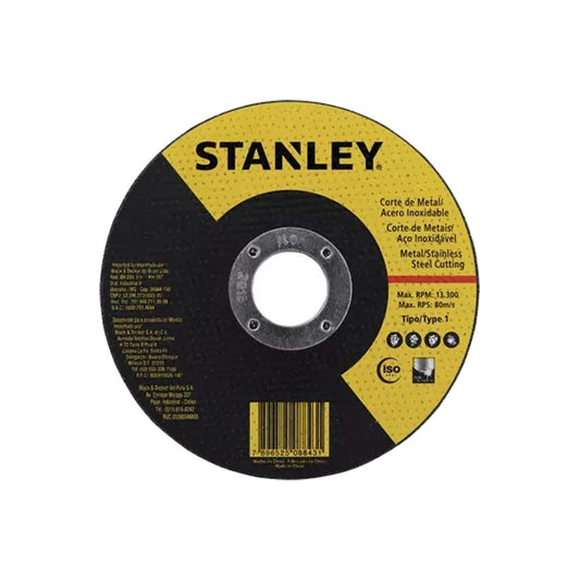 DISCO DE CORTE METAL Y ACERO INOX STANLEY 4 1/2´´ X 7/8´´ (STA8063)