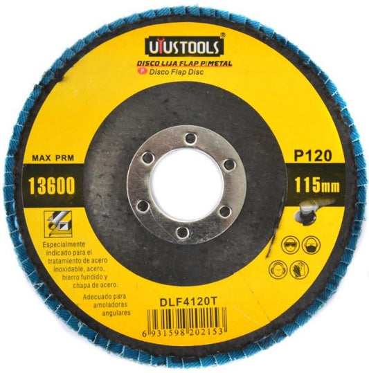 DISCO FLAP 4 1/2 ACERO INOX/METAL GR120 UYUSTOOLS  (DLF4120T)