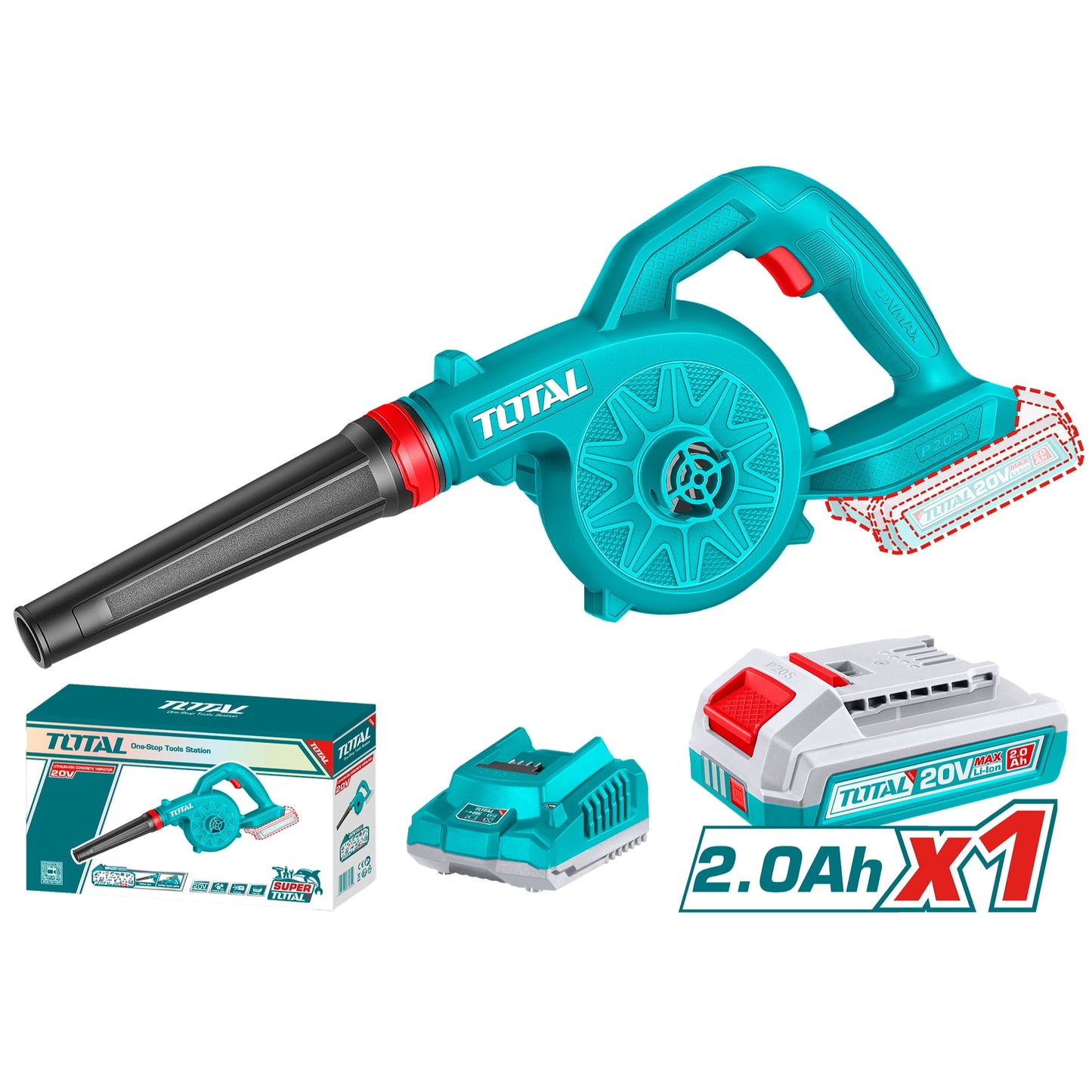 SOPLADORA INALAMBRICO 20V 2,7M3T CON CARG + BAT TOTAL(TABLI20781)