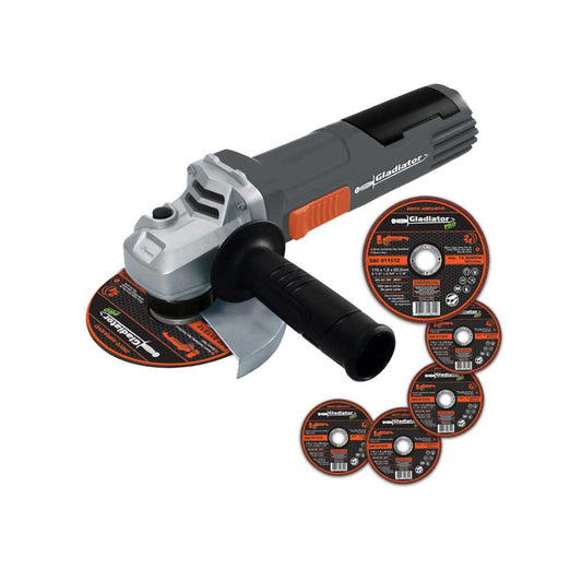 ESMERIL 4 1/2´´ 800W + 5 DISCOS DE CORTE GLADIATOR (AA 615/5/220 PLUS)