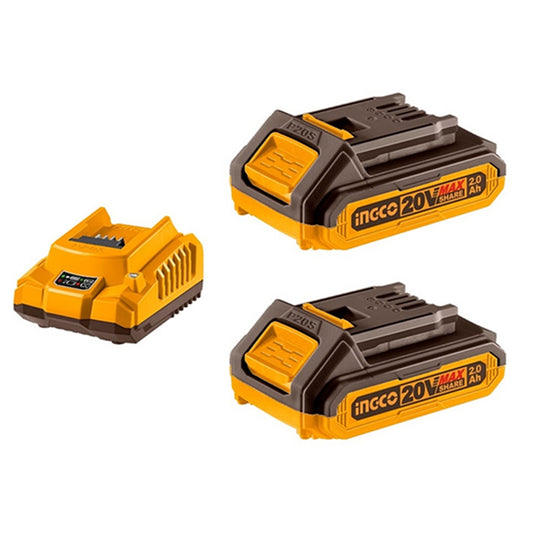 SET 2 BATERIAS 2AH + CARGADOR NORMAL 20V INGCO (FBCPK1222)