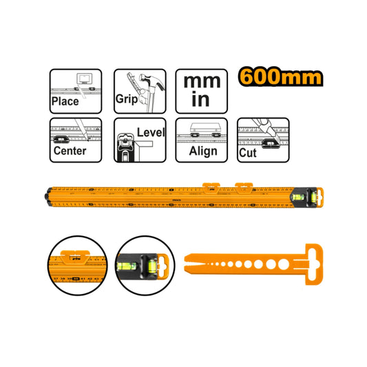 REGLA CON NIVEL DE BURBUJA 60CM INGCO (HSR36003)