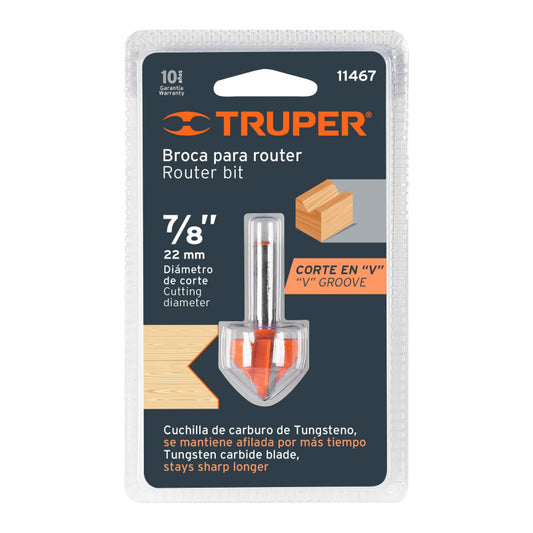 FRESA PARA ROUTER CORTE EN V TRUPER 7/8´´ (BROU-V7/8)
