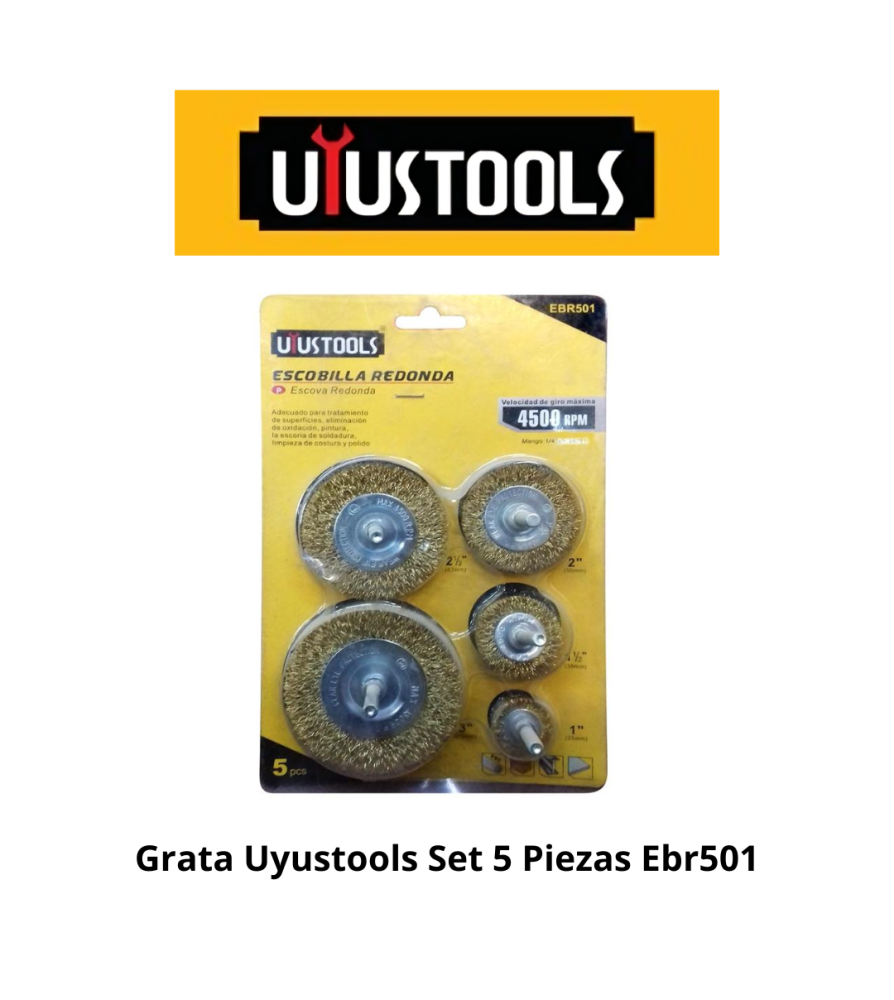SET 5 PCS GRATA ONDULADA P/TALADRO UYU   (EBR501)