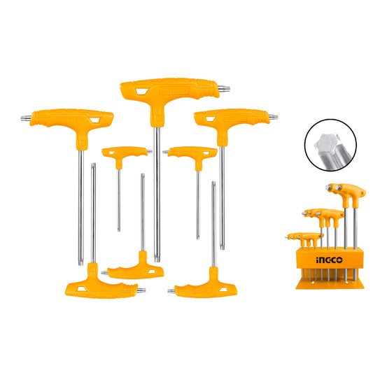 SET LLAVES TORX MANGO EN T INDUSTRIAL 8 PIEZAS T10-T50 INGCO (HHKT80838)