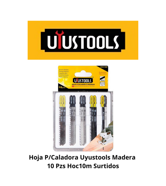 SET 10 UN HOJA CALADORA P/MADERA COMBINADA UYU   (HOC10M)