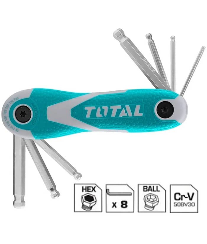 JUEGO LLAVE HEXAGONAL BOLA TOTAL 8 PCS INDUSTRIAL (THT1061836)