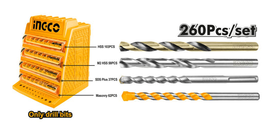 SET DE BROCAS 260 PIEZAS INGCO CON EXHIBIDOR