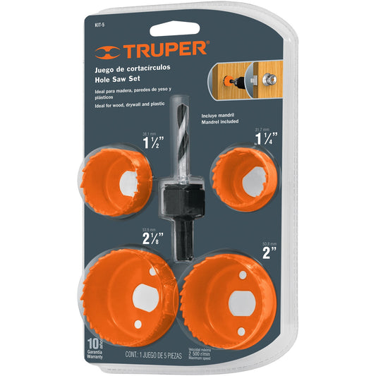 JUEGO DE CORTACIRCULOS TRUPER 5 PIEZAS (KIT-5)
