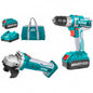 COMBO TOTAL TALADRO INALAMBRICO 20V + ESMERIL ANGULAR INALAMBRICO 20V (TCKLI2009)