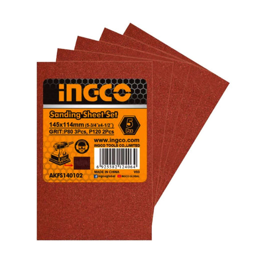 SET LIJAS PARA ORBITAL 5PZA P80-120 145X114MM INGCO (AKFS140102)
