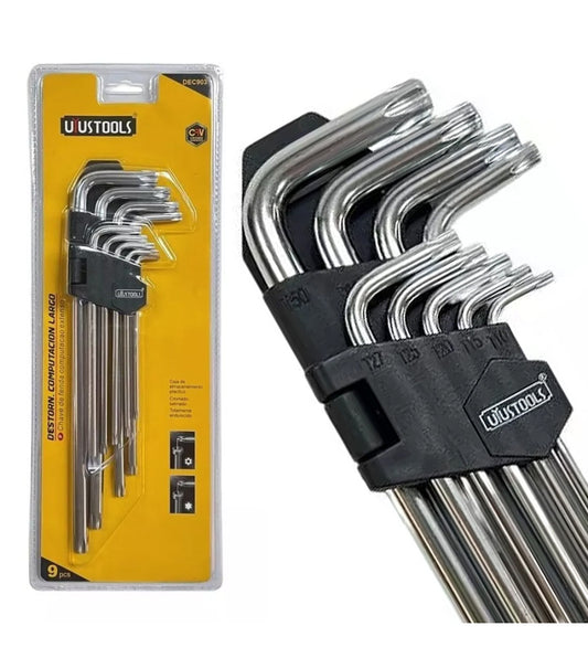 JUEGO LLAVE TORX 9 PCS LARGO T10 -T50 UYUSTOOLS  (DEC903)