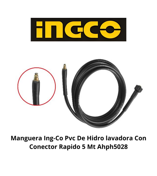 MANGUERA PVC DE HIDROLAVADORA CON CONECTOR RAPIDO 5M INGCO (AHPH5028)