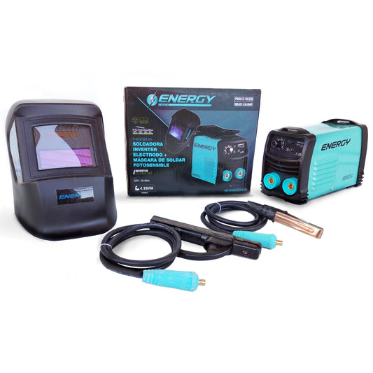 KIT SOLDADORA INV ARCO 140amp + MASCARA SOLDAR (I 140/2/220KM)  ENERGY