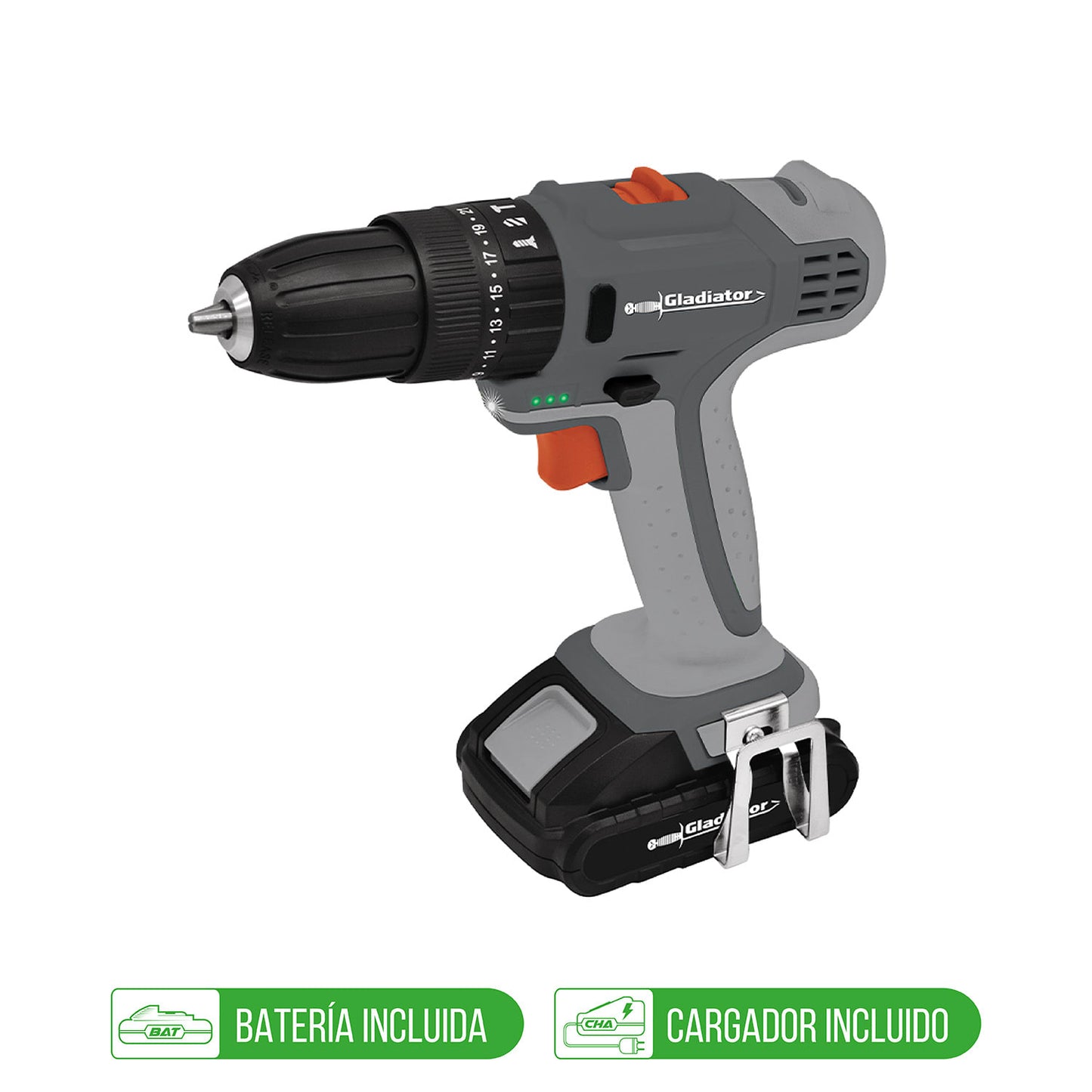 TALADRO INALAMBRICO GLADIATOR 18V 13MM (TP 613/18)