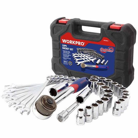 JUEGO DE LLAVES Y DADOS WORKPRO 3/8´´ 32 PIEZAS (W003001)