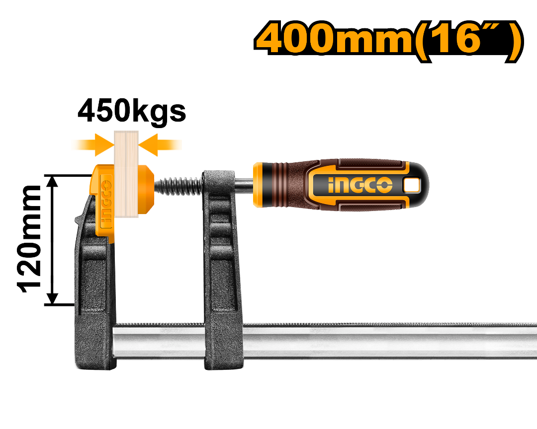 PRENSA SARGENTO EN F INDUSTRIAL 120X400MM INGCO (HFC021204)