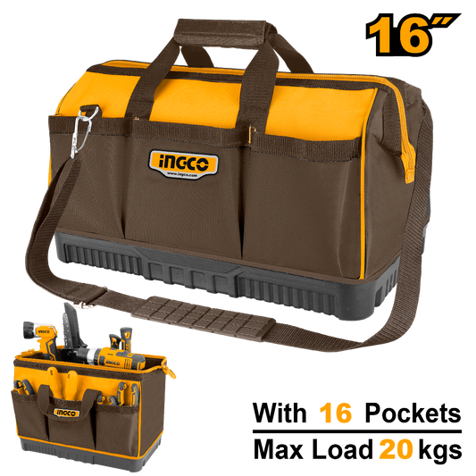 BOLSO DE HERRAMIENTAS INDUSTRIAL 16 BOLSILLOS 16´´ INGCO SS (HTBG08)
