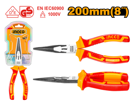 ALICATE DE PUNTA LARGA AISLADO VDE 200MM/8´´ INGCO (HILNP28208)