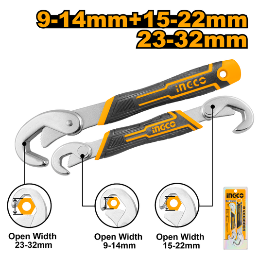 JUEGO DE LLAVES MULTIUSO AJUSTABLE 9-32MM INGCO (HBWS110808)