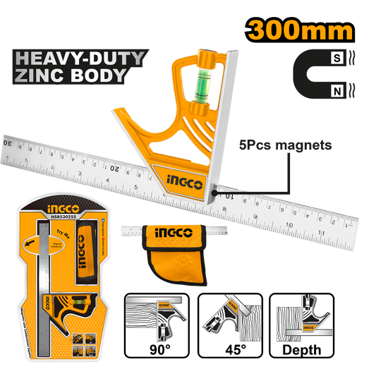 ESCUADRA COMBINACION MAGNETICA 300MM INGCO (HSR530255)