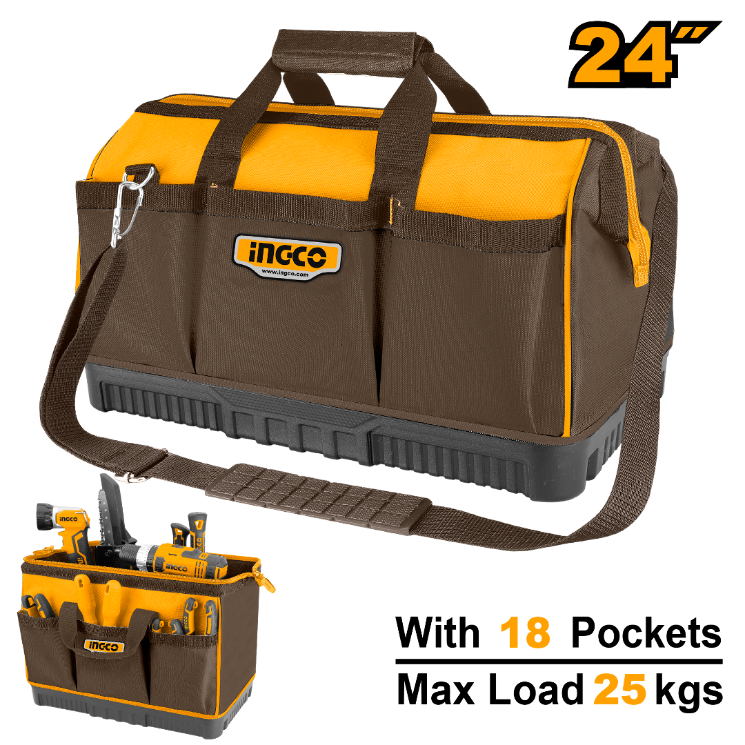 BOLSO DE HERRAMIENTAS INDUSTRIAL 18 BOLSILLOS 24" INGCO SS (HTBG09)